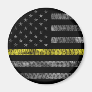 Dispatcher Thin Gult Line-Flagga Magnet