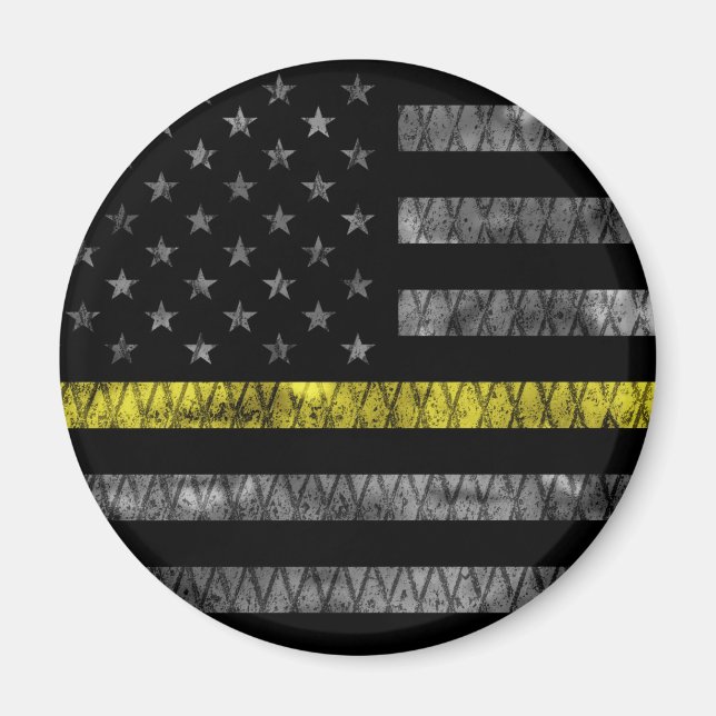 Dispatcher Thin Gult Line-Flagga Magnet (Framsidan)