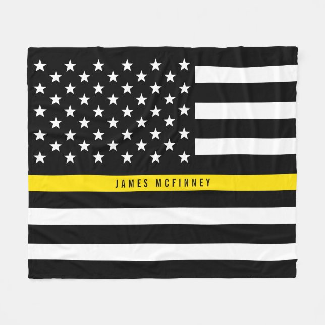 Dispatcher Thin Gult Line Flagga Monogram Med Fleecefilt (Framsidan (Horisontell))
