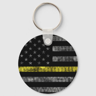 Dispatcher Thin Gult Line-Flagga Nyckelring