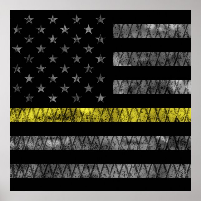 Dispatcher Thin Gult Line-Flagga Poster (Framsidan)