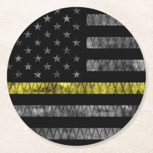 Dispatcher Thin Gult Line-Flagga Underlägg Papper Rund