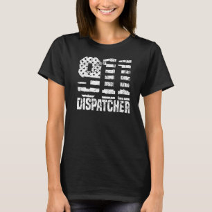 Dispatcher Us Flagga - Thin Guld Line Police 9911 T Shirt