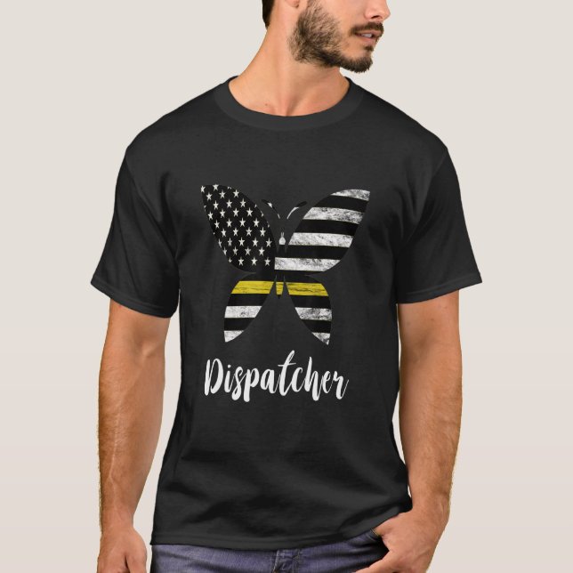 Dispatcher USA Flagga Butterfly Freedom 911 T Shirt (Framsida)