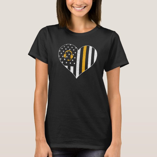 Dispatcher USA flagga Heart Akut Dispatchin T Shirt (Framsida)