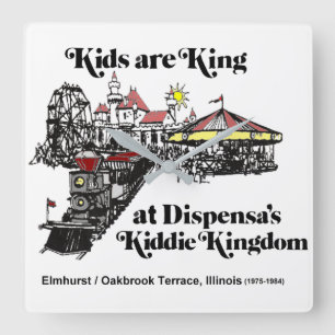 Dispensas Kiddie Kingdom Amusement Park, Oakbrook Fyrkantig Klocka