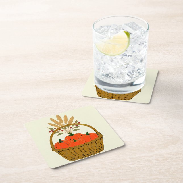 🍂 **Disposable Paper Coaster Pumpkins Underlägg Papper Kvadrat (Insitu)