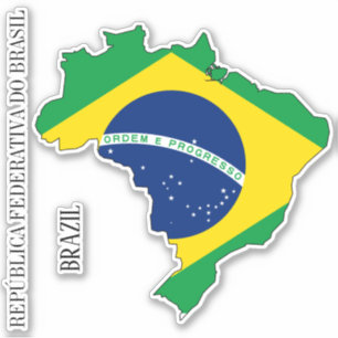 Disposition Brasilien Flagga Karta Klistermärken