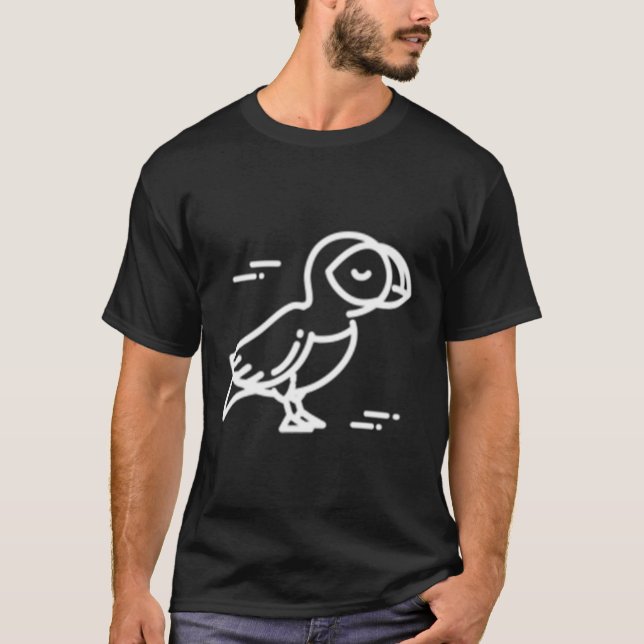 Disposition för Puffin Bird Animal Badge Patch Lin T Shirt (Framsida)
