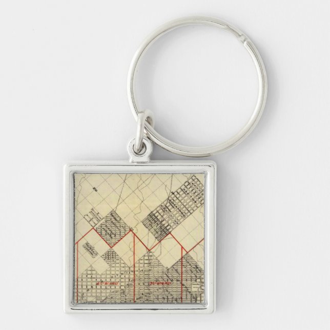Disposition Karta i Duluth och Suburbs Fyrkantig Silverfärgad Nyckelring (Framsidan)
