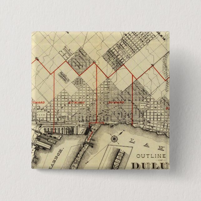 Disposition Karta i Duluth och Suburbs Knapp (Framsida)