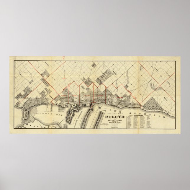 Disposition Karta i Duluth och Suburbs Poster (Framsidan)