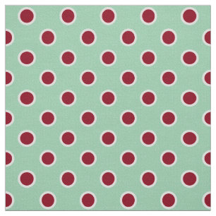 Disposition Mörk Red Polka dots på Ljust grönt Tyg