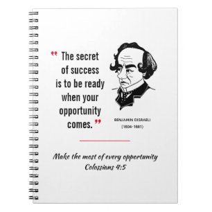 DISRAELI citerar SUCCESS OPPORTUNITY inspiration Anteckningsbok