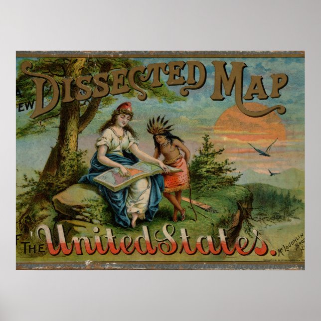 Dissected Karta ,United Stater, Vintage Poster (Framsidan)
