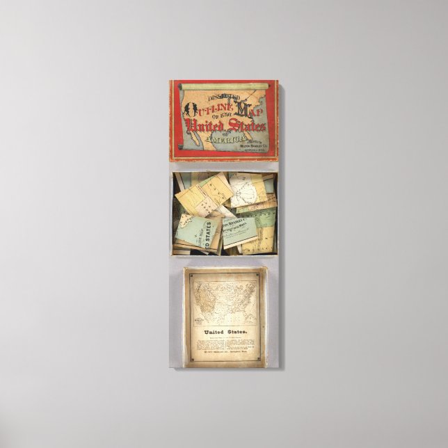 Dissected Outline Karta, Förenta staterna Canvastryck (Framsida)