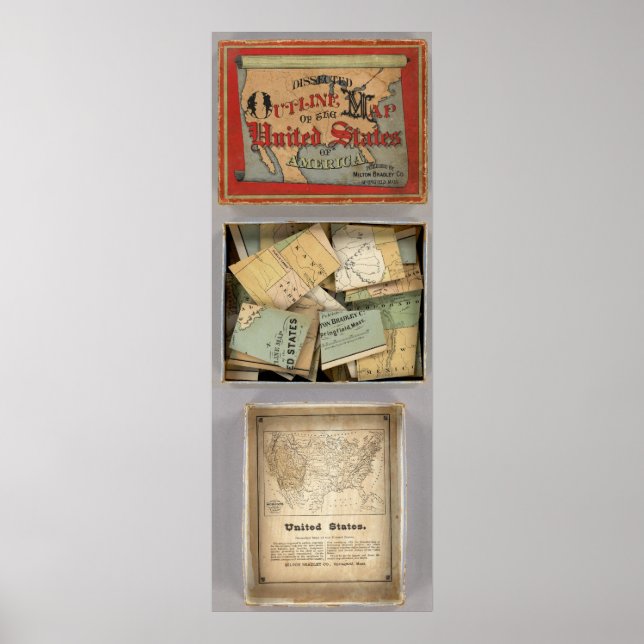 Dissected Outline Karta, Förenta staterna Poster (Framsidan)