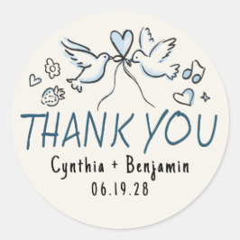 Dist Funky Cute Hand plockade Bröllop Tack Runt Klistermärke