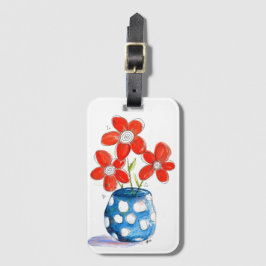Dist-Orange Blommor i Blue Vas Bagagebricka