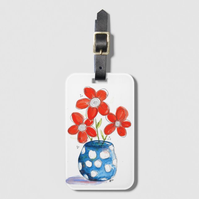 Dist-Orange Blommor i Blue Vas Bagagebricka (Framsida vertikal)