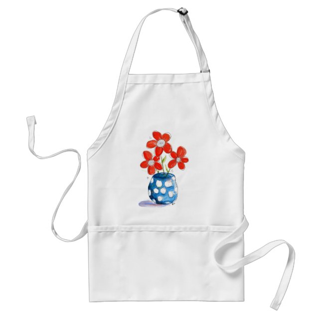 Dist-Orange Blommor i Blue Vas Förkläde (Framsidan)