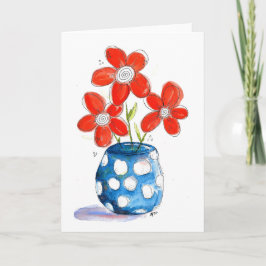 Dist-Orange Blommor i Blue Vas Kort