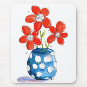 Dist-Orange Blommor i Blue Vas Musmatta