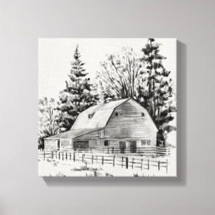Distant Barn Sketch I Canvastryck