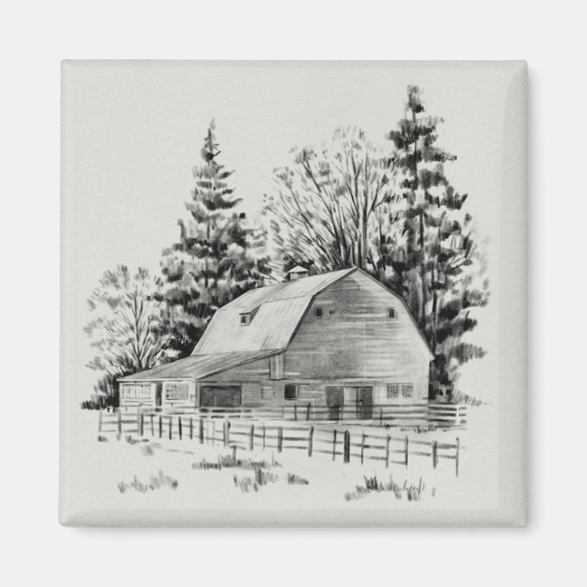 Distant Barn Sketch I Magnet (Framsidan)