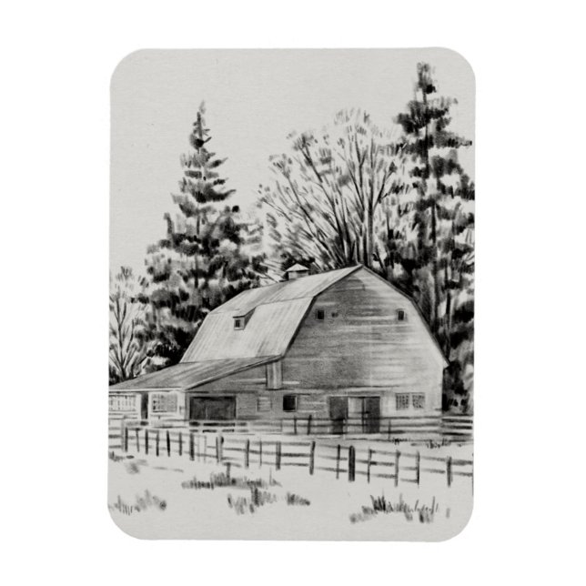 Distant Barn Sketch I Magnet (Vertikal)