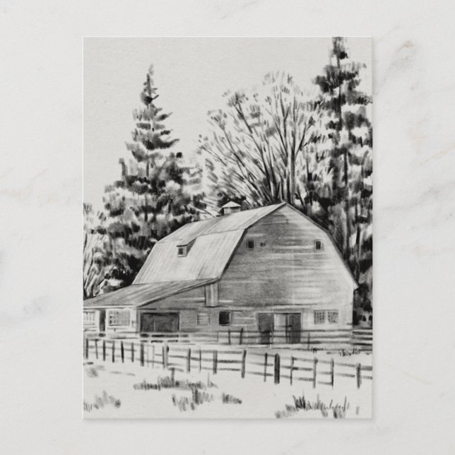 Distant Barn Sketch I Vykort (Framsida)