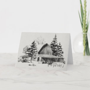 Distant Barn Sketch II Kort