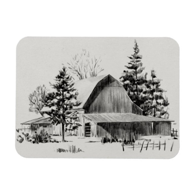 Distant Barn Sketch II Magnet (Horisontell)