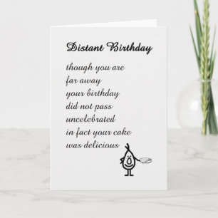 Distant Birthday - a funny birthday poem Kort