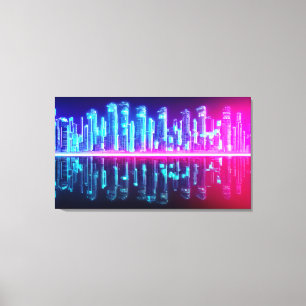 Distant Cyberpunk City Canvastryck