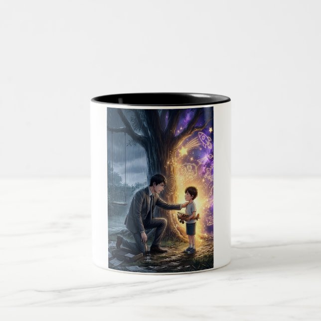 Distant Echoes Inner Child Retro Sci-Fi Magic Två-Tonad Mugg (Center)