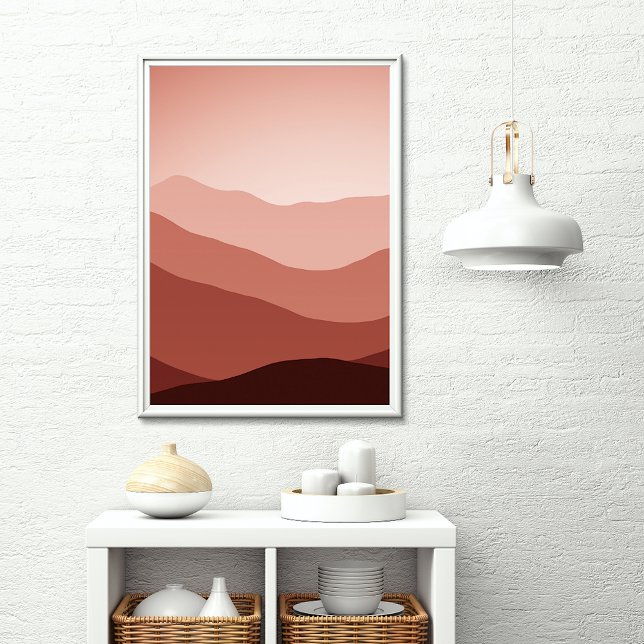 Distant Mountains Mörk Red  Coral Sunset Poster (Skapare uppladdad)
