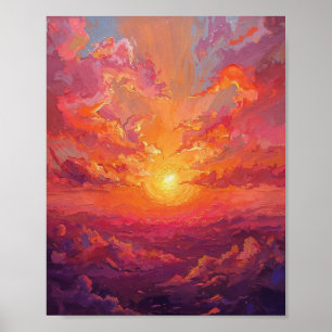 Distant Sol med snurrande moln Poster
