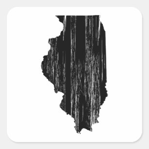 Disted Illinois State-kontur Fyrkantigt Klistermärke