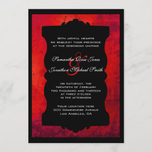 Disted Red Black Gothic Wedding bjudande Inbjudningar