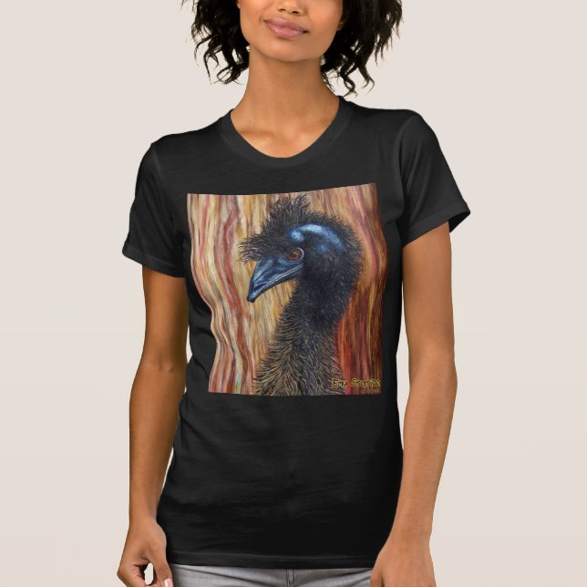 Distingerad EmusvartT-tröja T-shirt (Framsida)