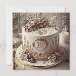 DISTINGUISERAD EDITABLE BRÖLLOP ANNIVERSARY CAKE INBJUDNINGAR