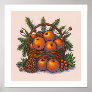 Distinkt färgpalett: Sömlösa orange äpplen Poster