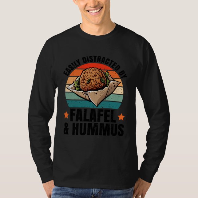 Distracted by Falafe and Hummus Levantine Food Che T Shirt (Framsida)