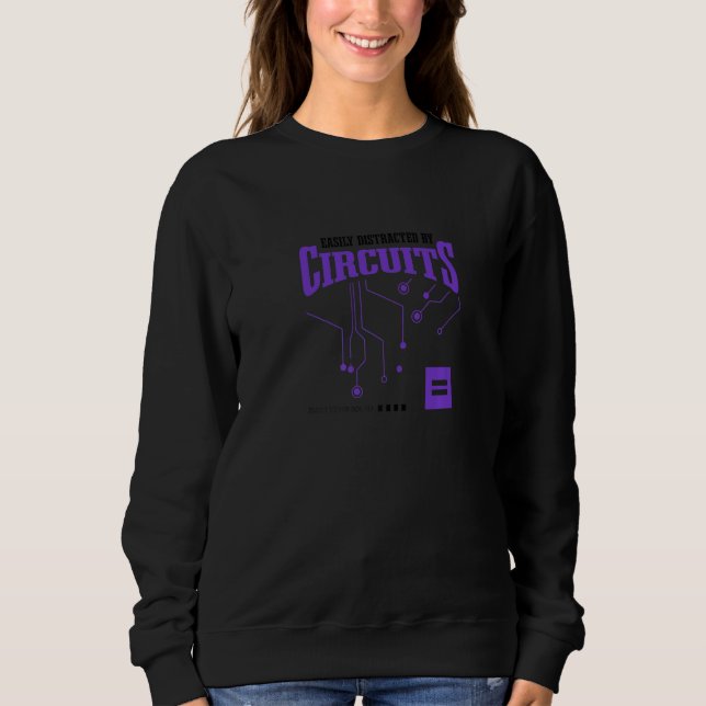 Distraherad av kretsar Ironisk t-shirt elektriker  (Framsida)