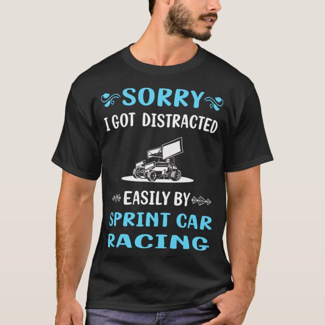 Distraherad Sprint Car Bilar Racing T Shirt (Framsida)