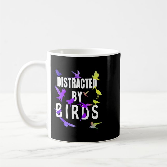 Distraherat av fåglar Bird tittar på älskare-prese Kaffemugg (Vänster)