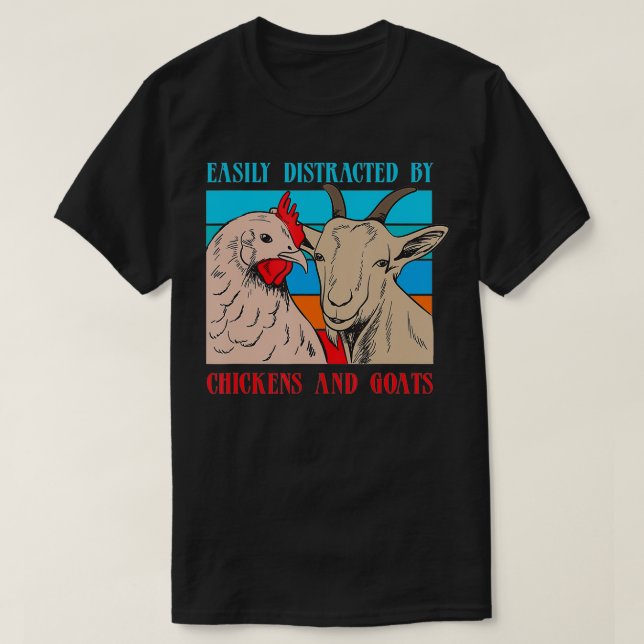 Distraherat av get Chickens Funny Farmer Gift Ran T Shirt (Design framsida)