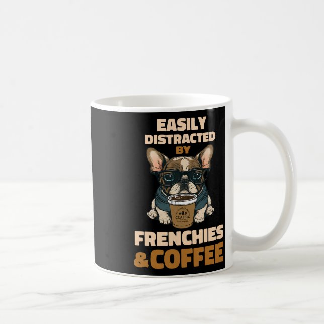 Distraherat av Hundar Fransk Bulldog Frenchie-kaff Kaffemugg (Höger)