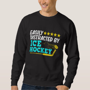 Distraherat av Ice Hockey Player Coach Sports Gra Lång Ärmad Tröja
